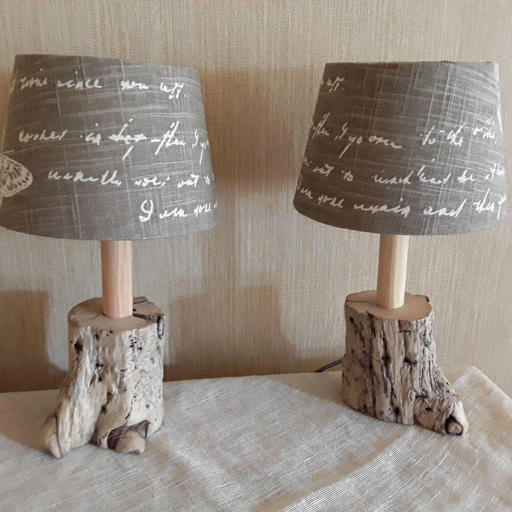 Simply Elegant Driftwood and Linen Table Lamp