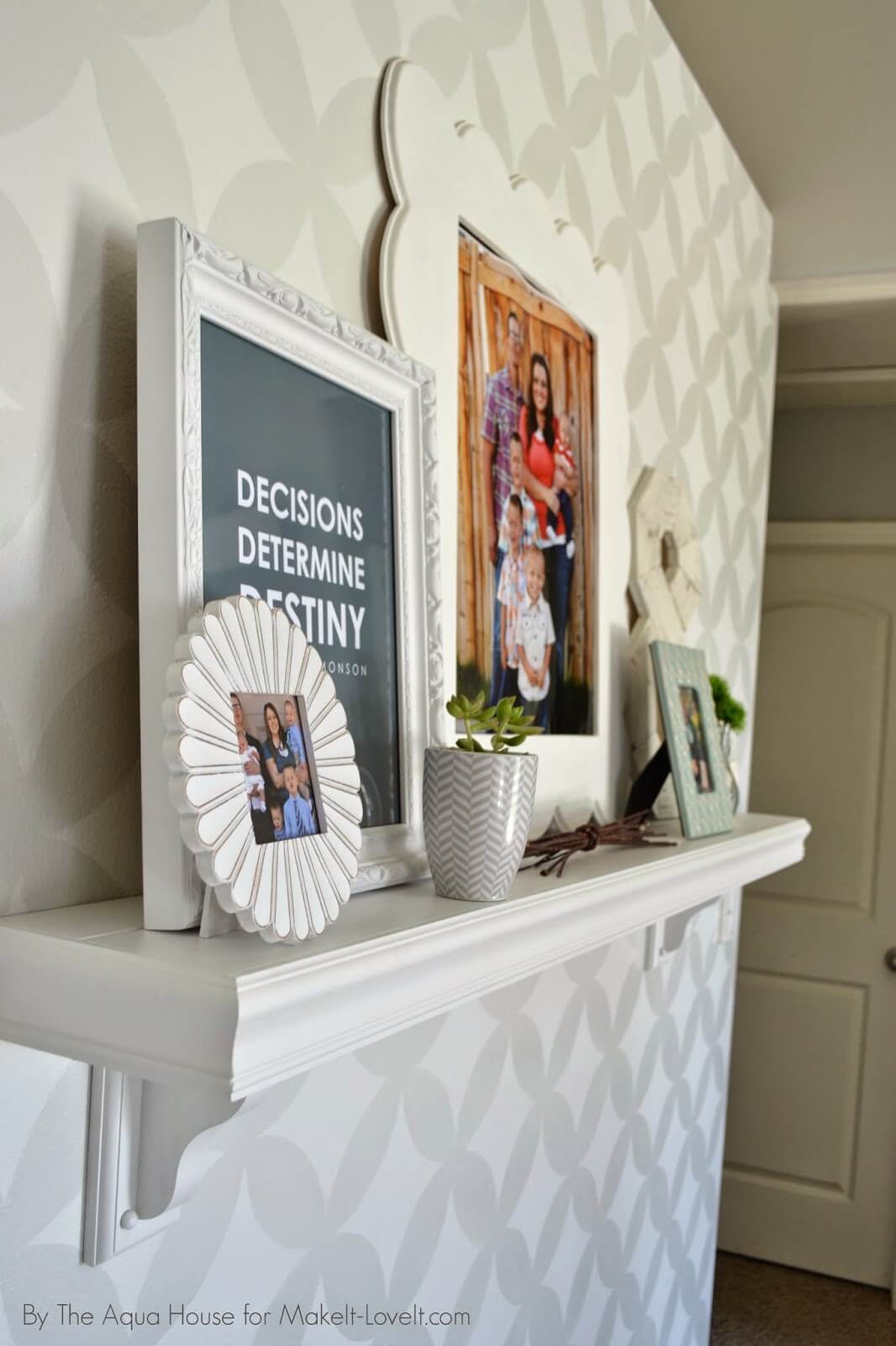 Chic White Mantel Shelf With Eclectic Frames