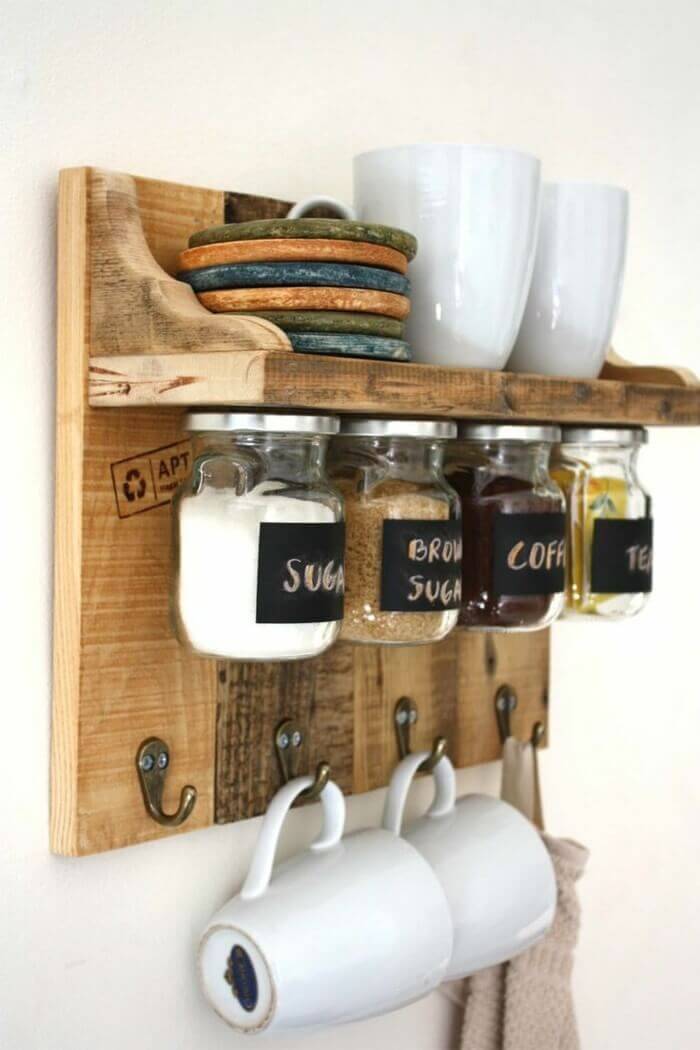 Shelf with Hooks and Spice Organization