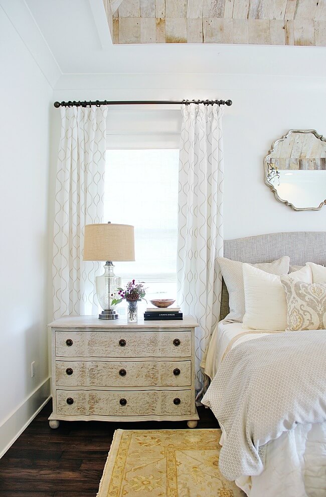 Patterned White, Antique Yellow, and Custom Mirror