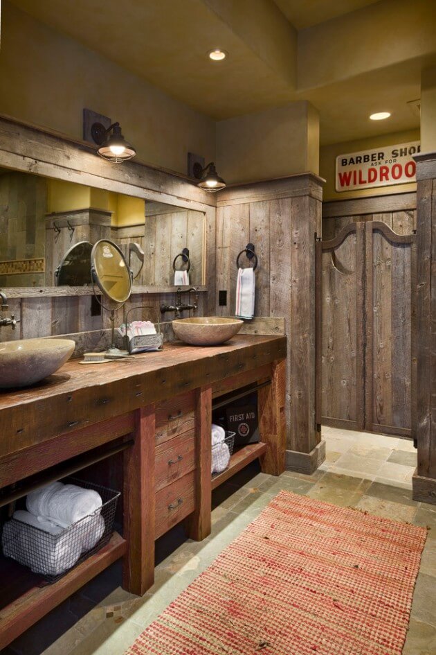 Simple Rustic Vanity with Iron Handles