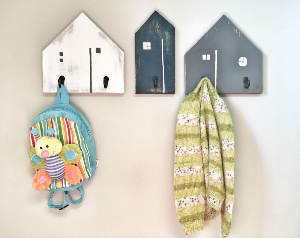 Wooden Painted House Entryway Hooks