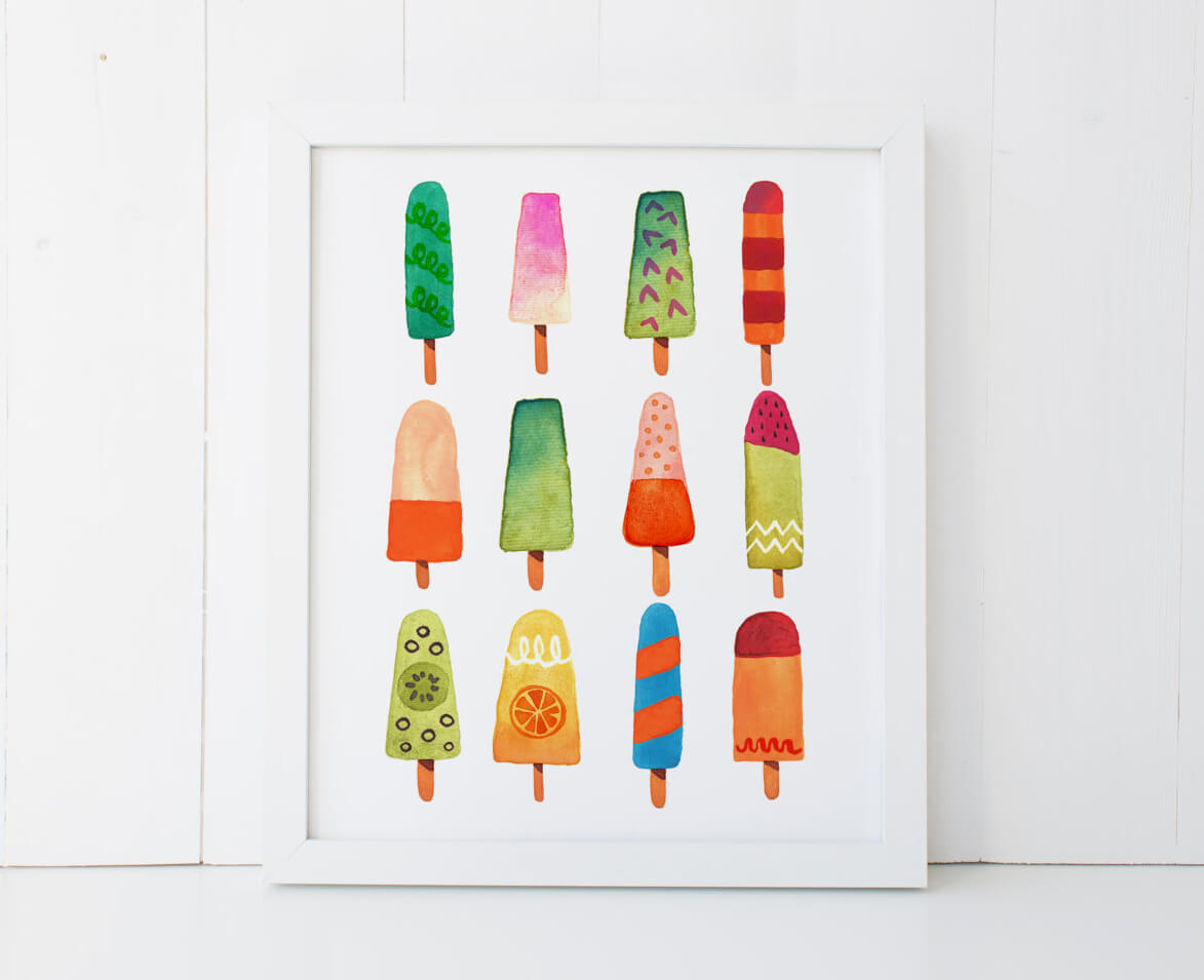 Watercolor Popsicle Print