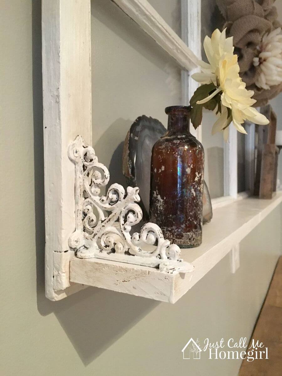 Window Frame Mantel Shelf With Antique Brackets