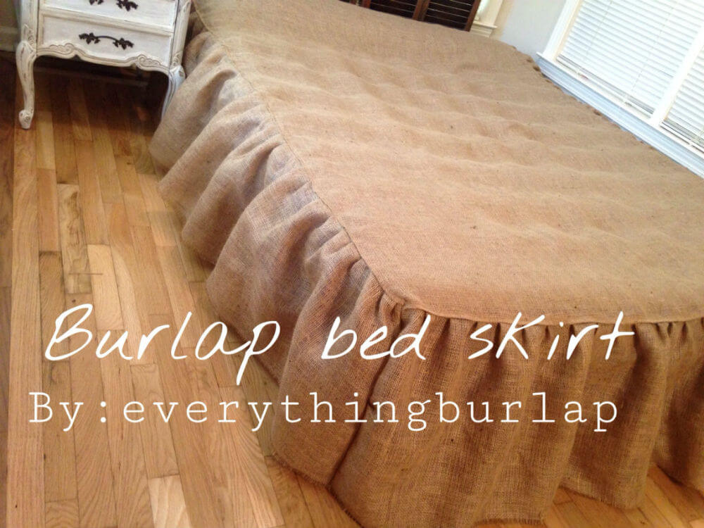 Brown Vintage Country Burlap Bed Skirt