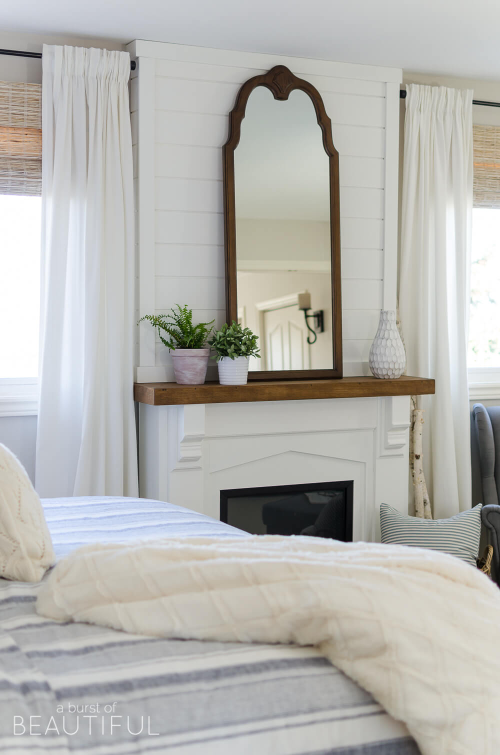 Antique Dark Wood and Breezy White Linens