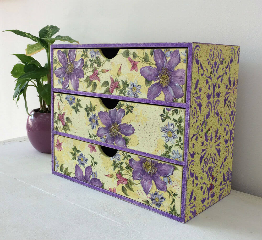 Vintage Jewelry and Makeup Box with Florals