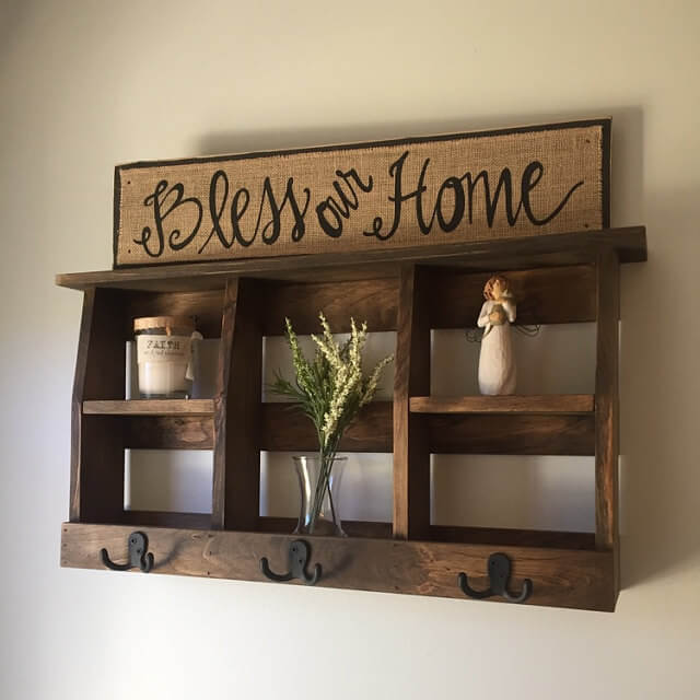 Entryway Shelf and Hook Organizer