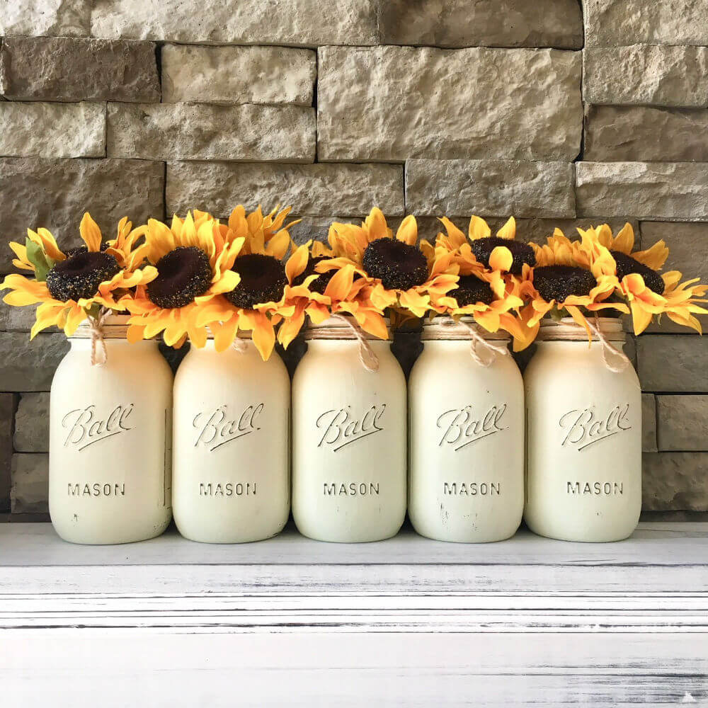 Stunning Sunflower Mason Jar Set