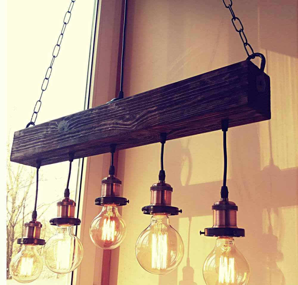 Antique Brass Sockets and a Reclaimed Wooden Beam