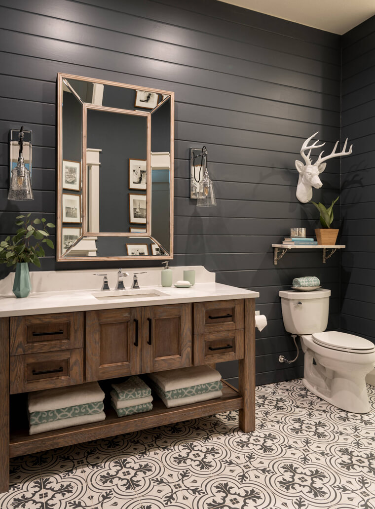 Large Rustic Vanity with Weathered Wood