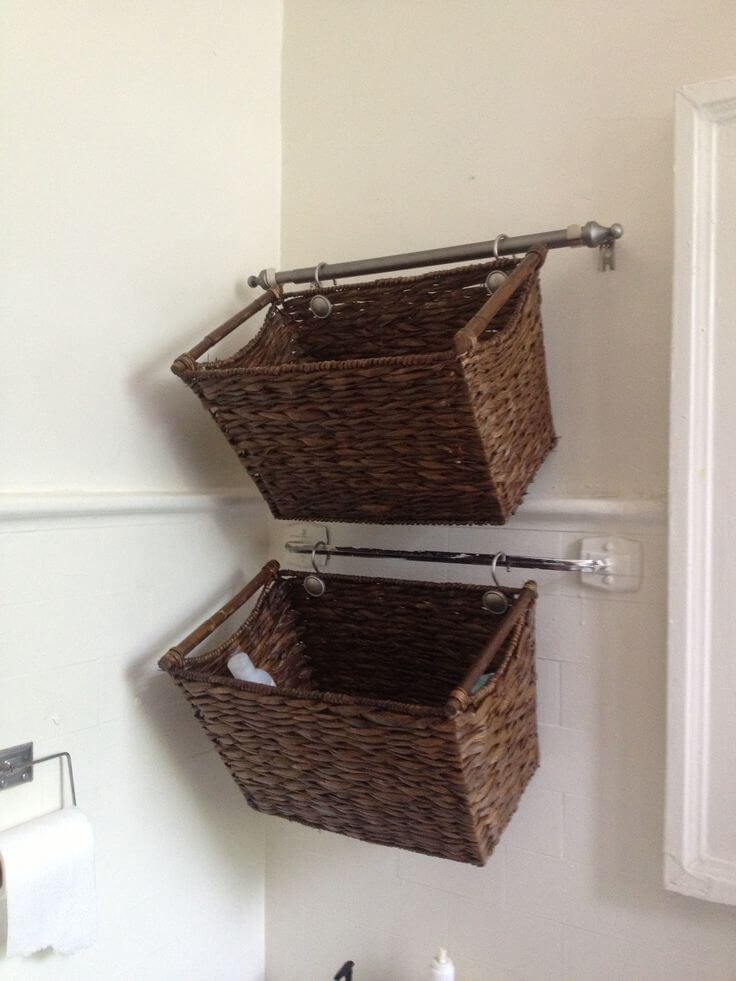 wood and basket storage