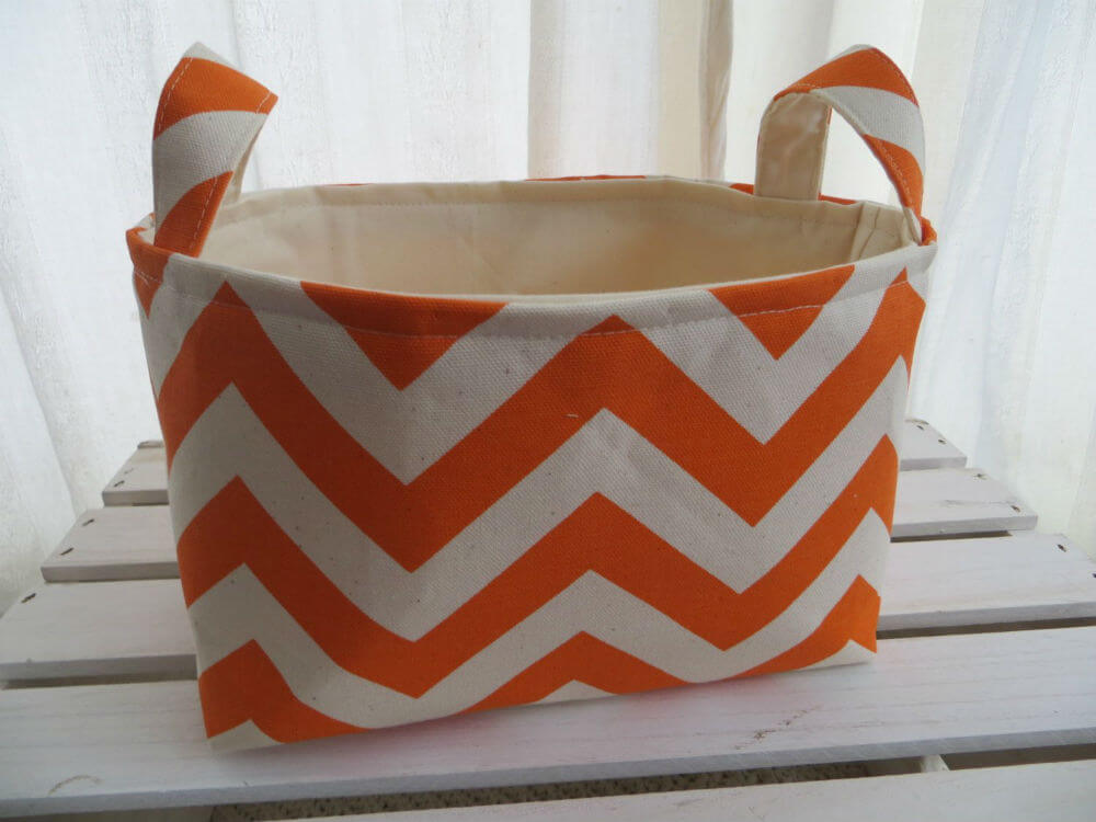 Handmade Small Fabric Organizing Bin with Handles