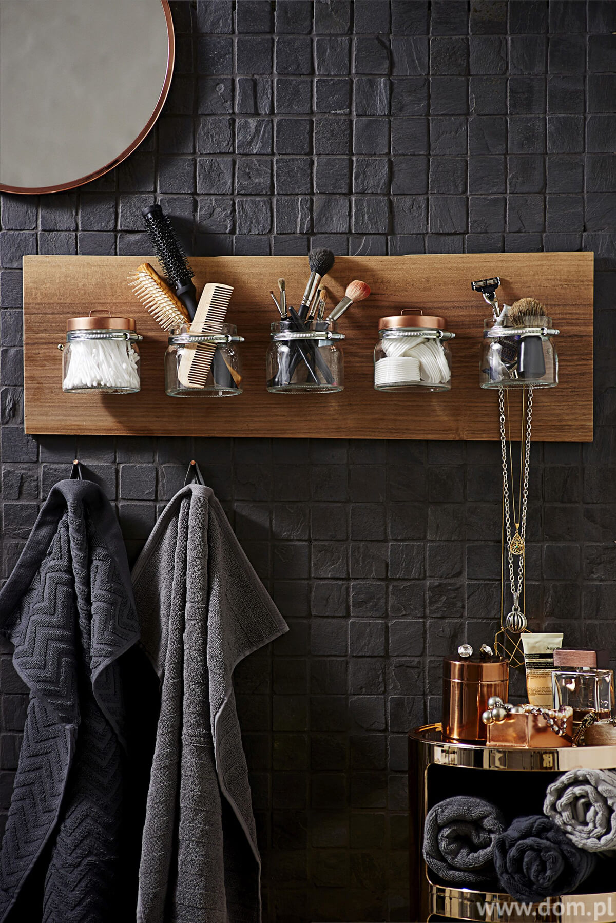 Wooden Plank and Metal Ring with Glass Jars