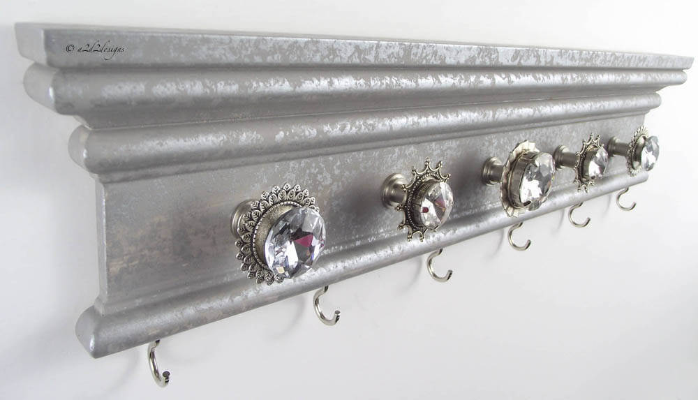 Fancy Vintage Necklace Organizer with Knobs and Hooks
