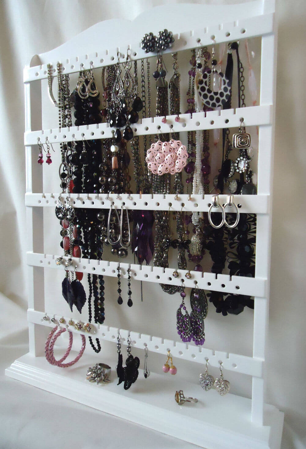 Wooden Jewelry Organizer with Stub Earring Holes