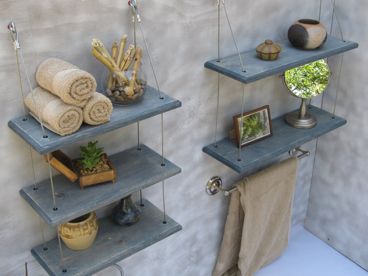 hanging bathroom shelves