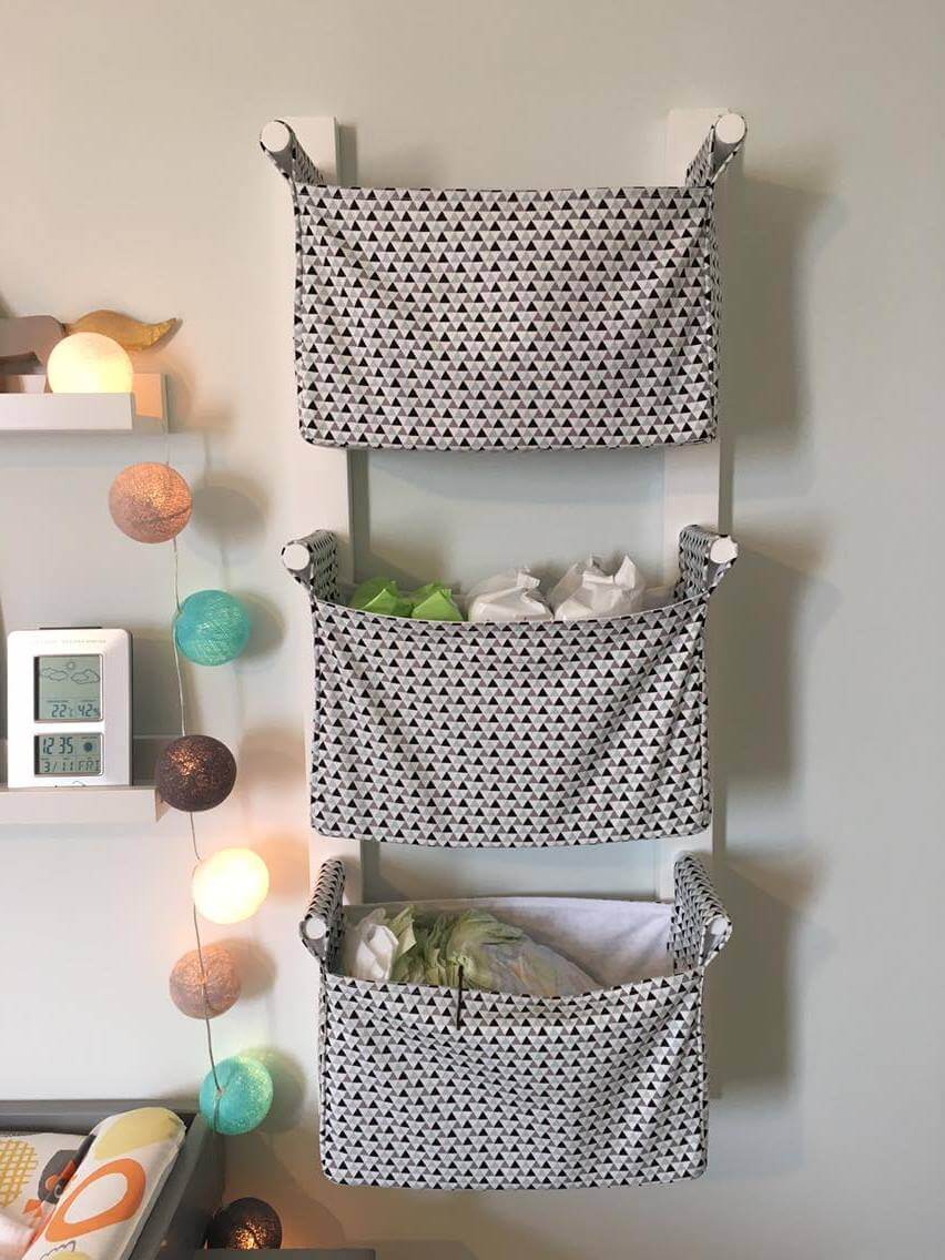 wall storage shelves with baskets