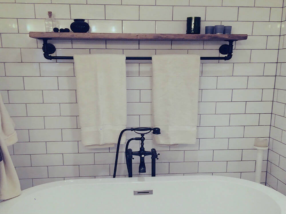 Floating Shelves with Towel Bar