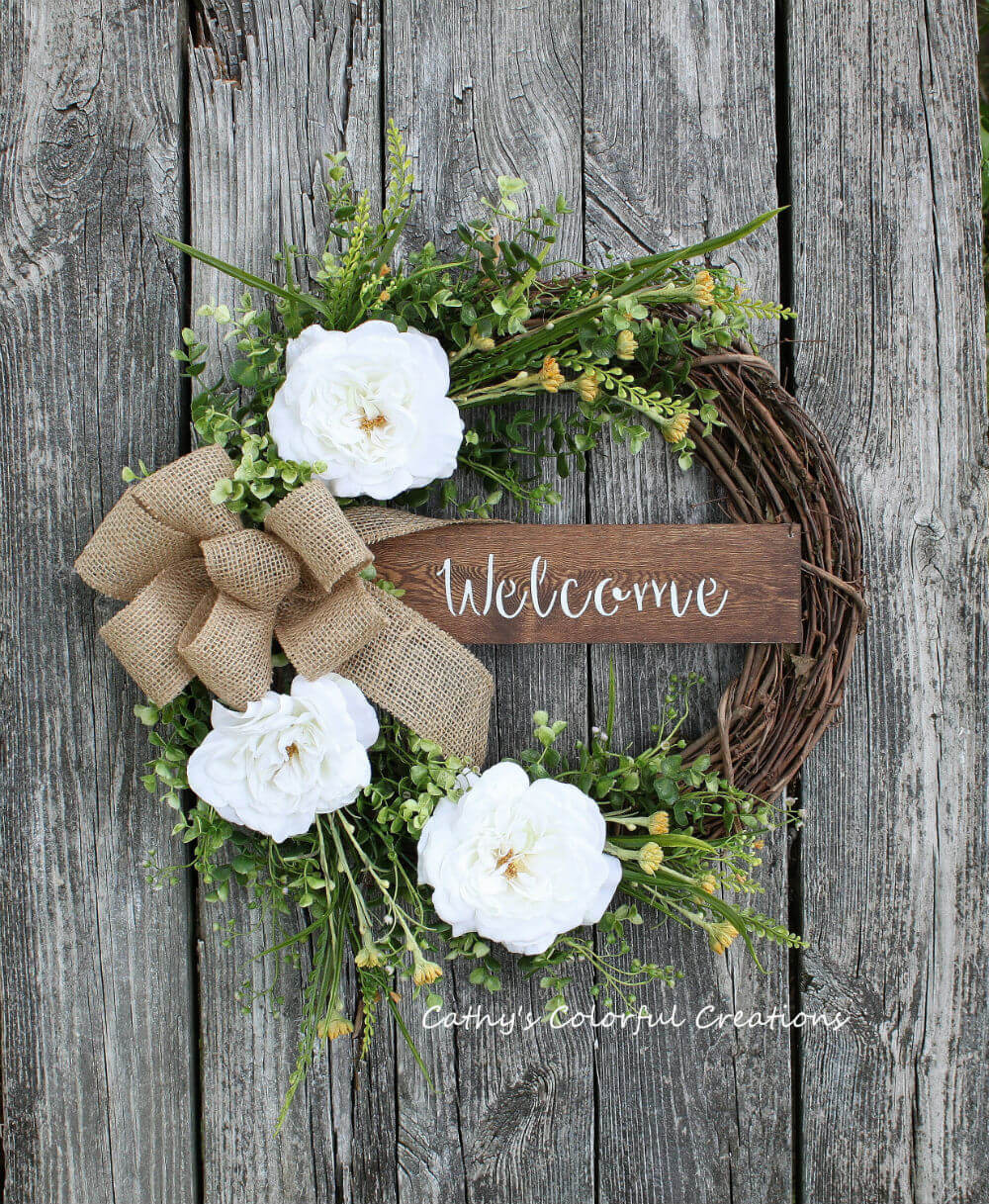 Country Chic Rose Welcome Wreath