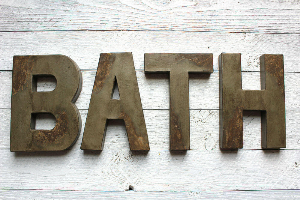 Rustic Navy Bathroom Sign