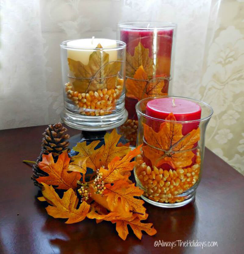 Fall Themed Hurricane Candle Holders