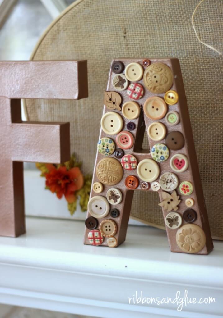 Shabby Chic Buttons on Mantelpiece Letters