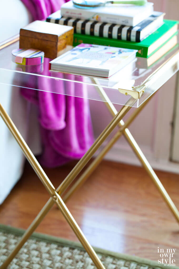 Acrylic Table with Gold Supports