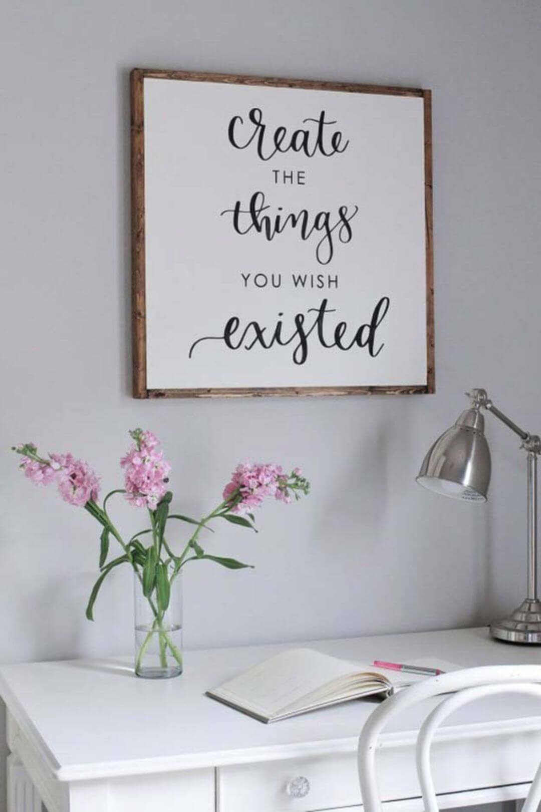 Framed Wood Sign with Calligraphy Quote