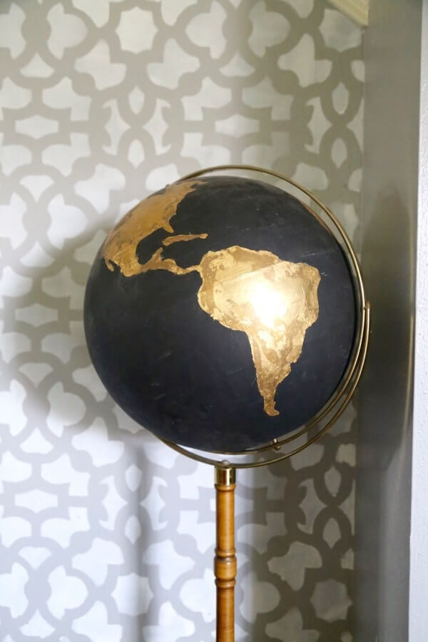 A Black and Gold World Globe
