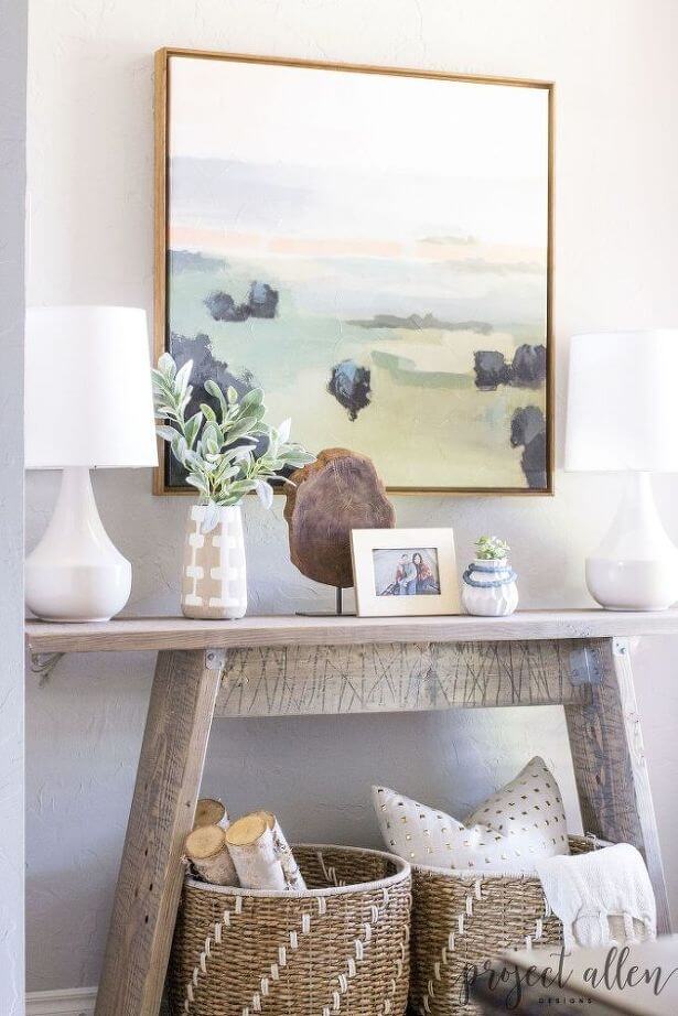 decorating a console table in entryway