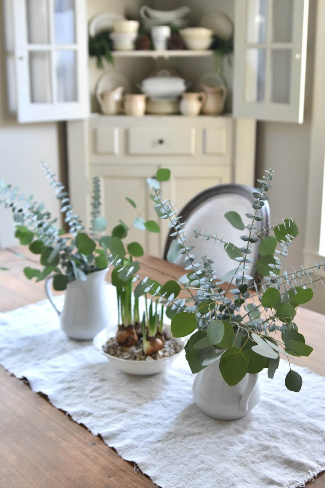 Gentle Green and Bright White Farmhouse Display