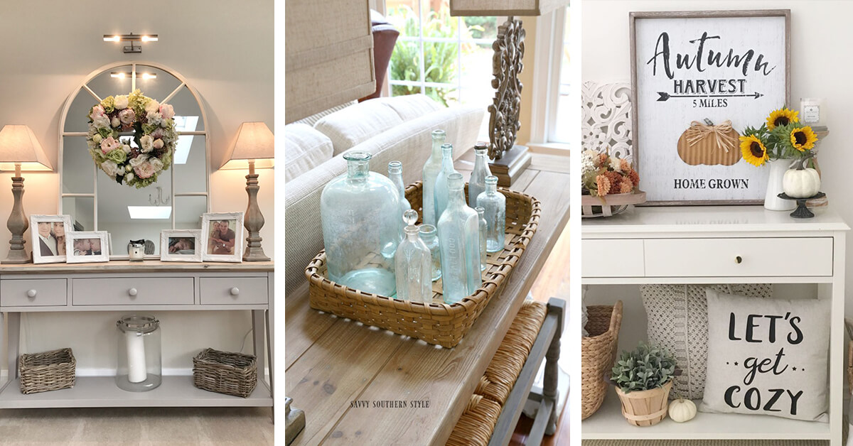 living room console table decor