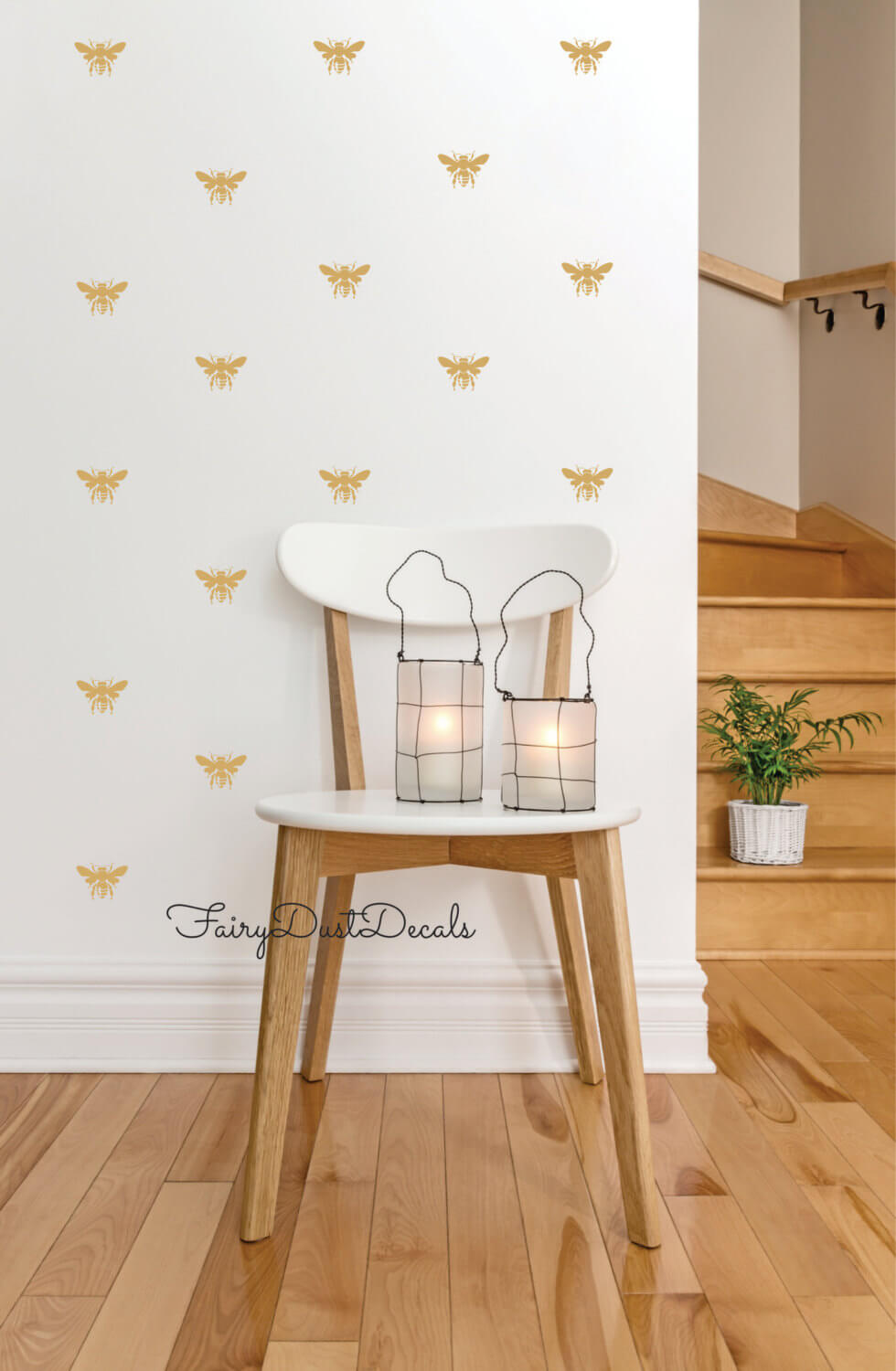 Gold Honey Bee Vinyl Wall Decals