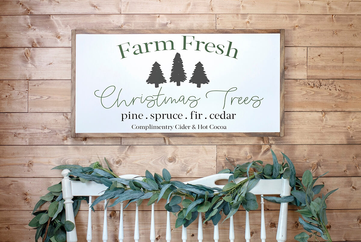 Puristettu Farm Fresh Christmas Tree -kyltti