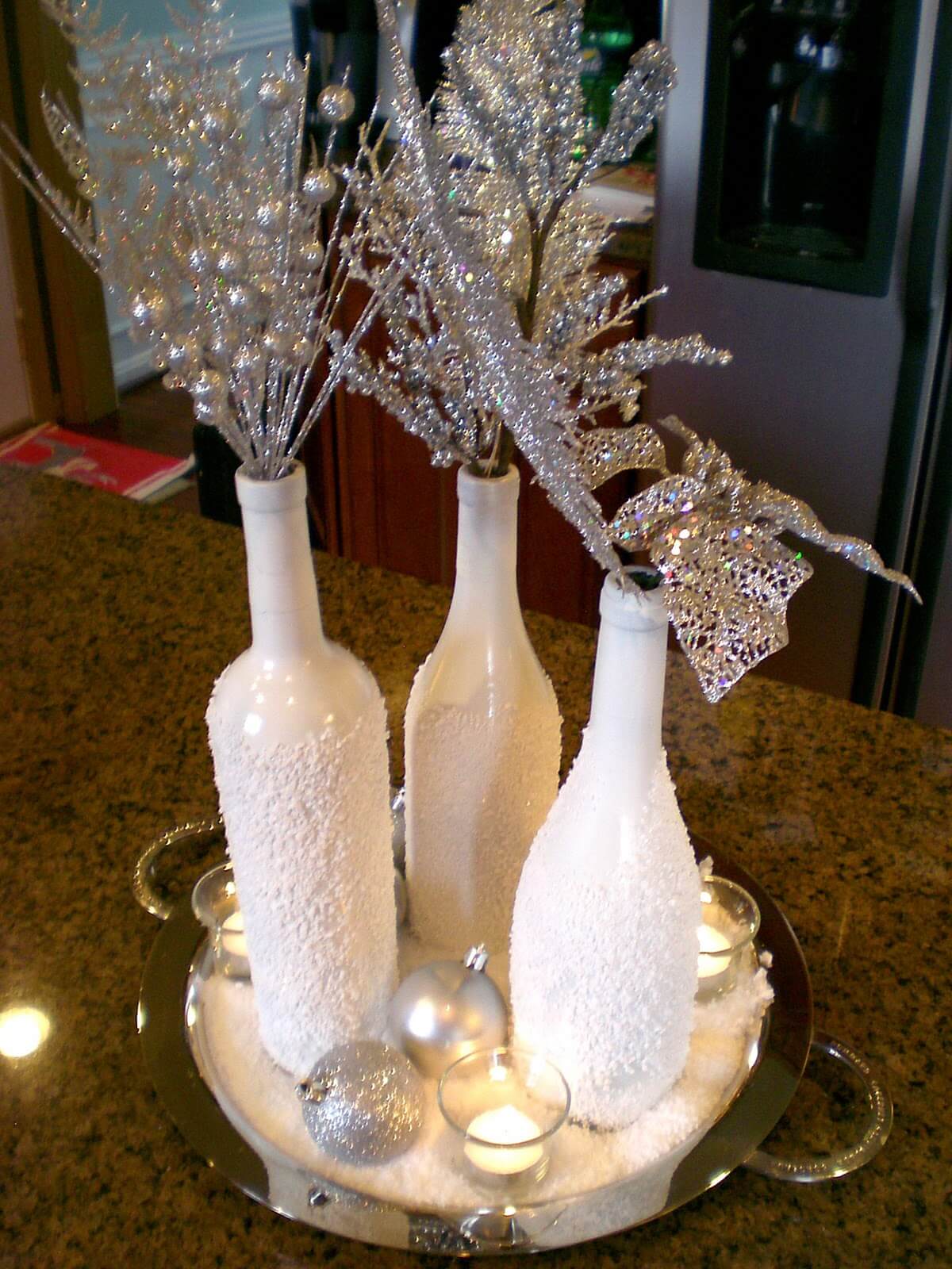 Frosted Milk Glass and Silvery Sparkles