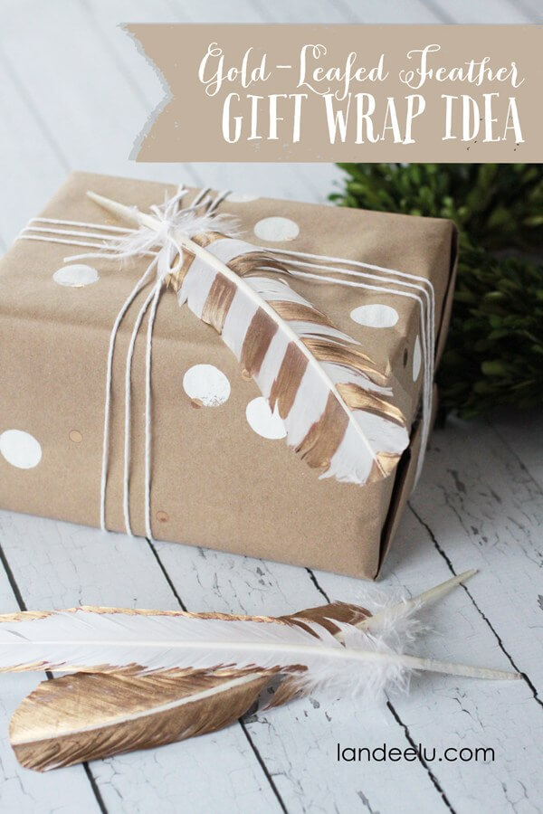 Gift Wrap with Feathers and Polka-dots