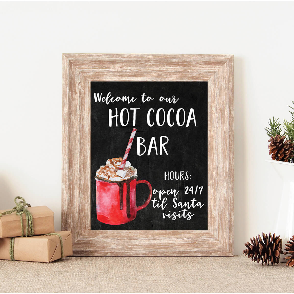 Signe en bois Hot Cocoa Served Here