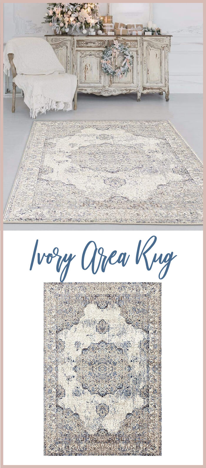 Oriental Distressed Ivory Area Rug