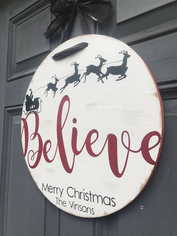 Believe Wreath Simple Rustic Wood Signal