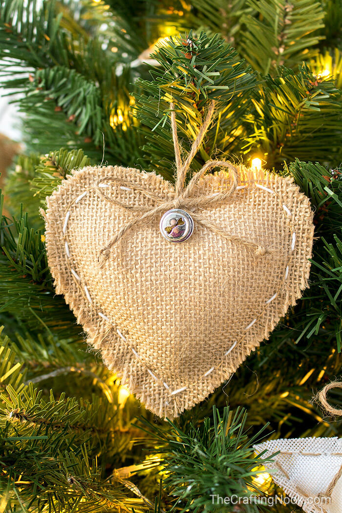 Beautiful Burlap Stitched Heart Trimming