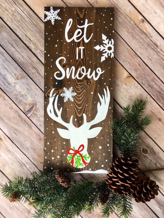 Personalised Christmas Sign Plaque Indoor or Outdoor Shabby Chic Style 