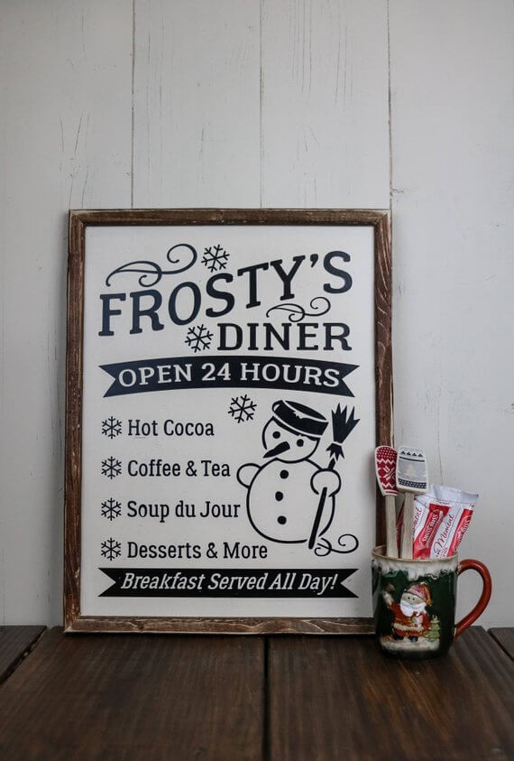 Frosty's Diner Old-Fashioned Wood Sign