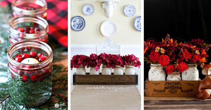 Featured image for 15 Thrifty Mason Jar Table Decorations and Centerpieces that Look Simply Amazing