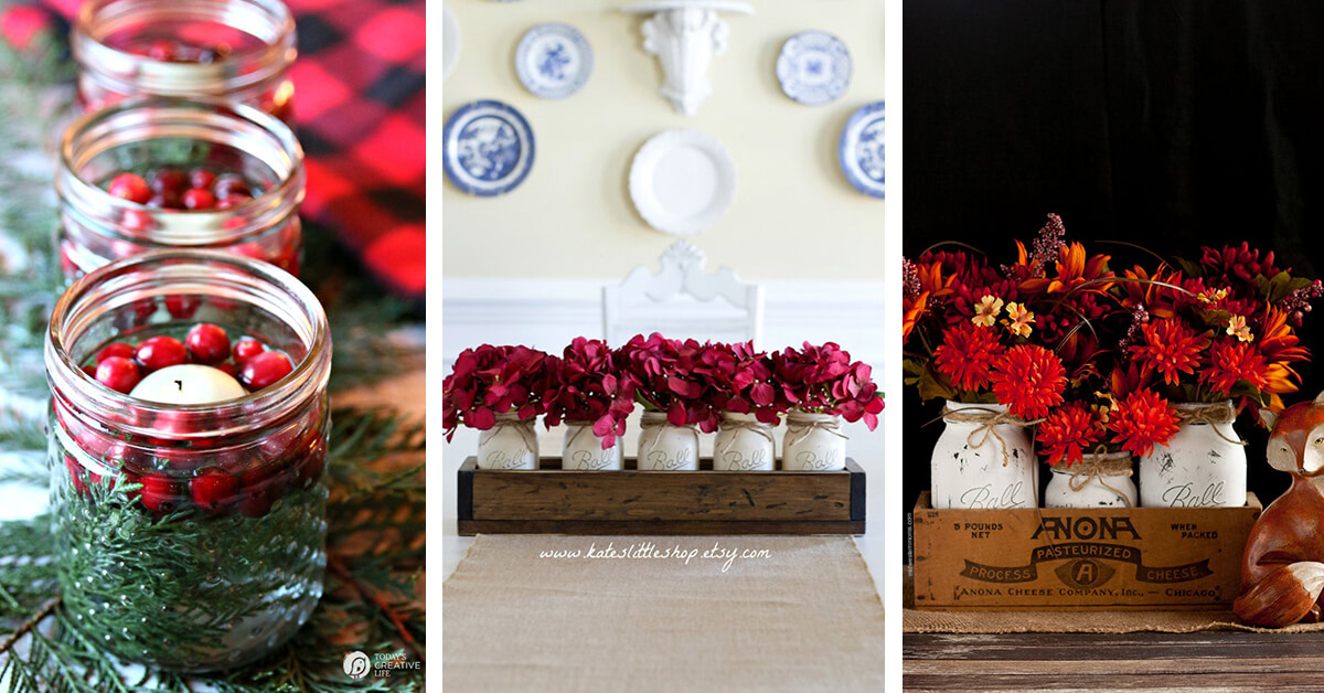Featured image for “15 Thrifty Mason Jar Table Decorations and Centerpieces that Look Simply Amazing”