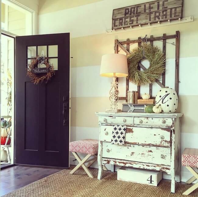 Rustic Pacific Style Stripped Chest and Antique Sign