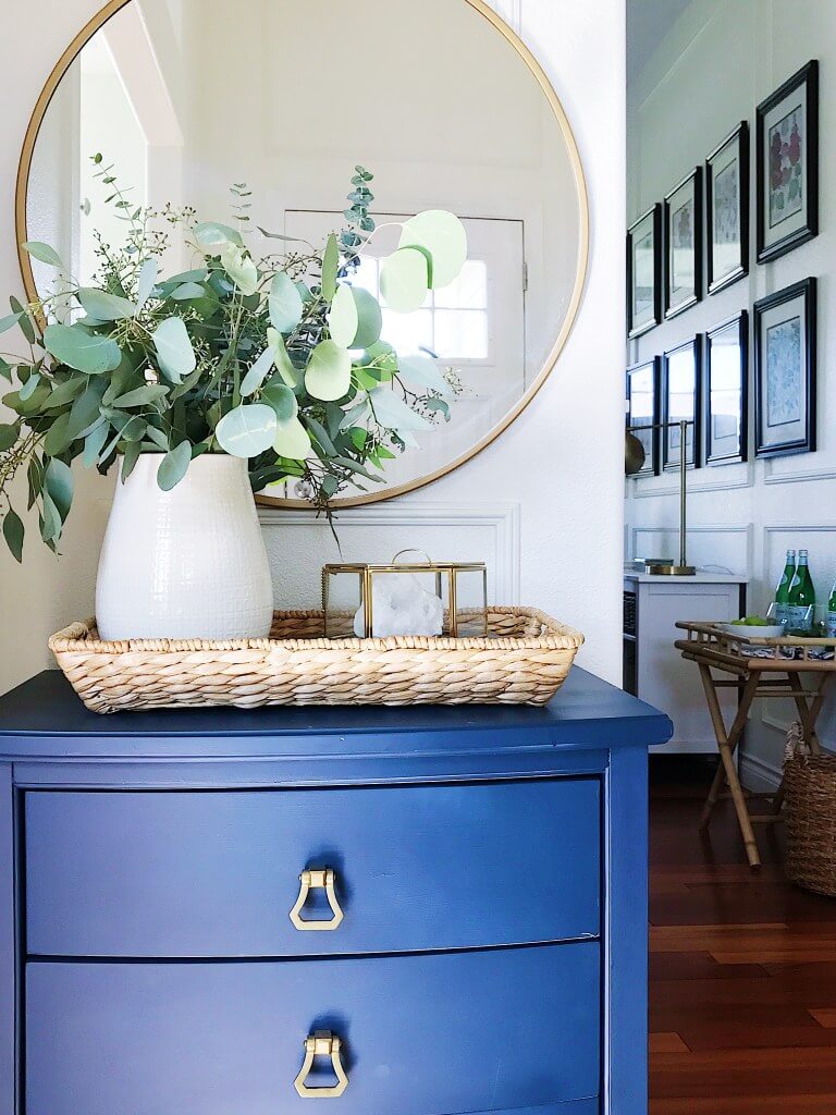 Cheerful Perriwinkle Entryway Chest with Green Spray