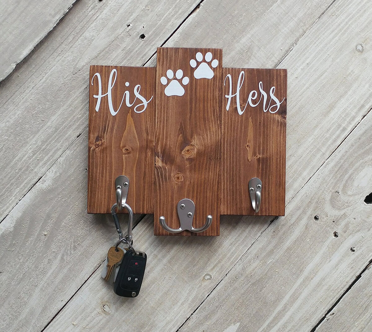 Wooden Shabby Chic Keyring Garage First Home Car Spare His Hers Keys 