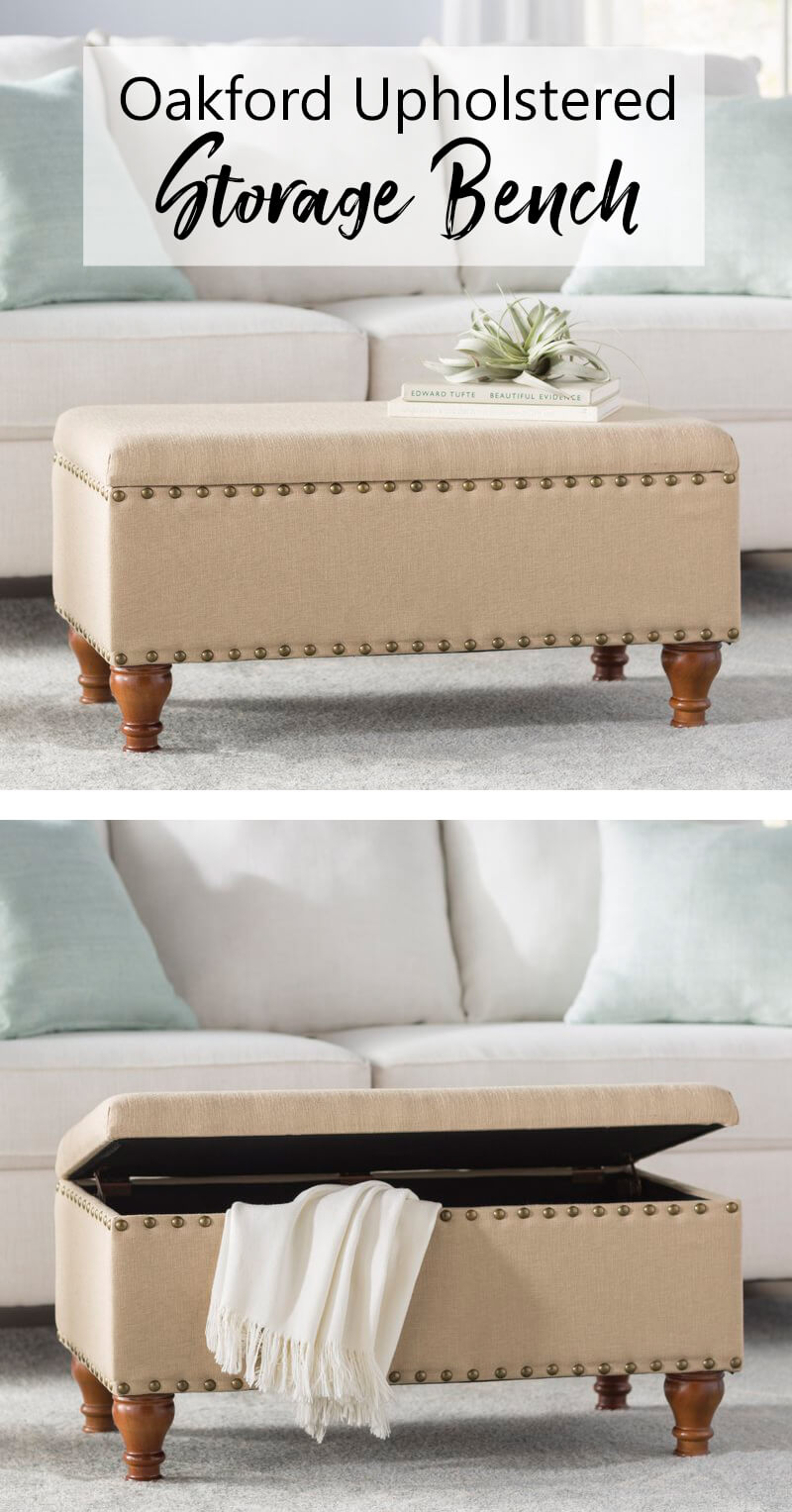 Classic Style Upholstered Storage Bench