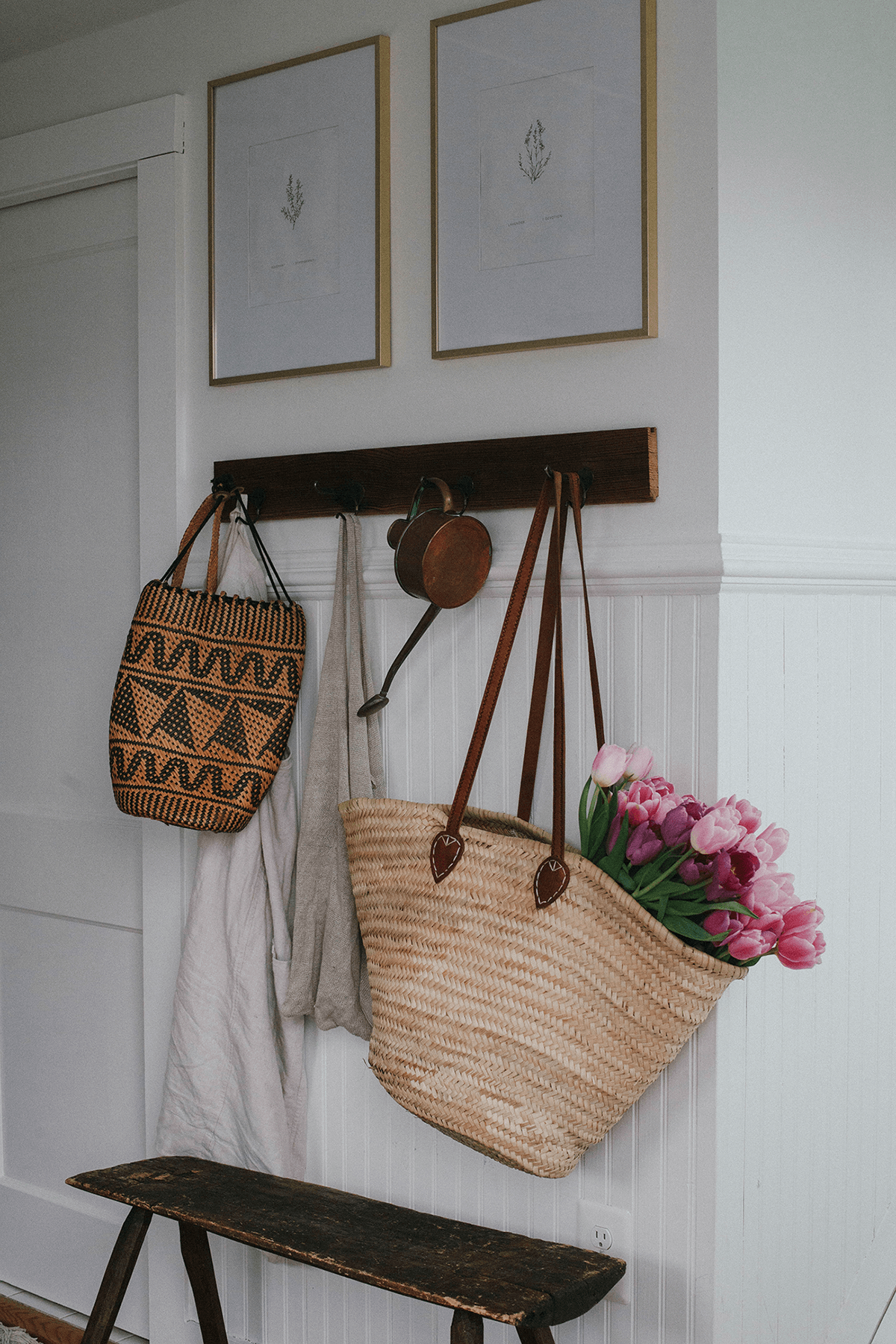 Gardener's Themed Distressed Wooden Shelf and Bench